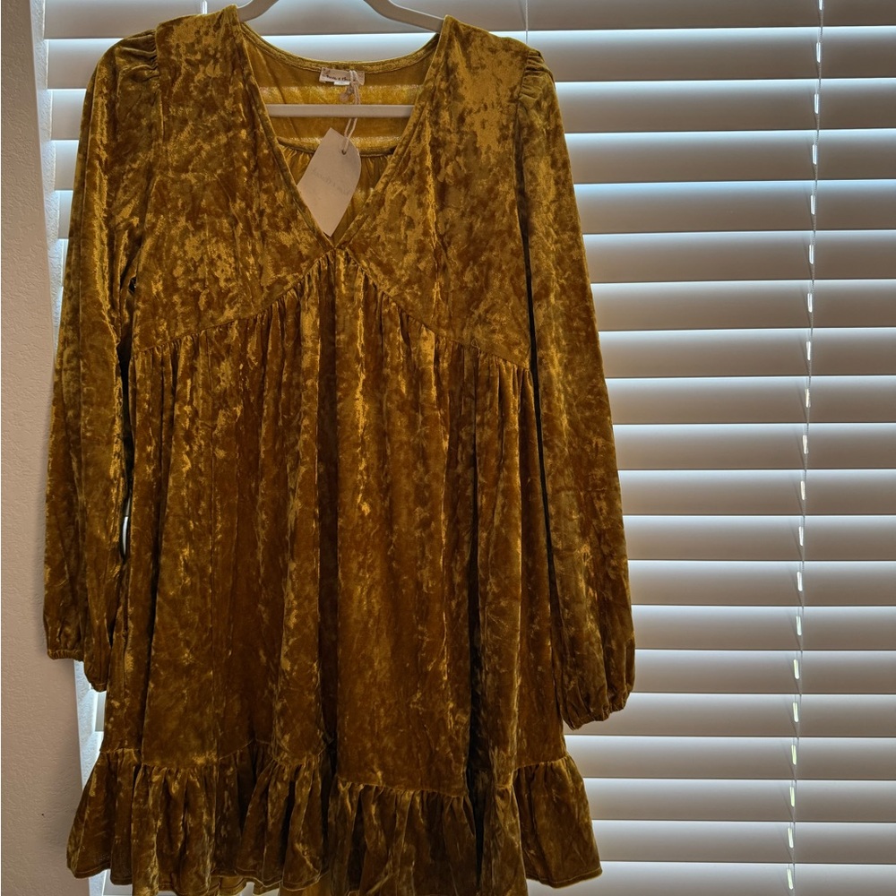Hem & Thread Gold Velvet Dress